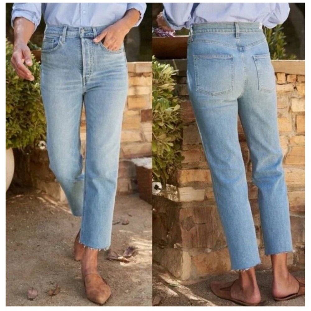 Frank & Eileen Monaghan Mom High Rise Button Fly Raw Hem Jeans size 28